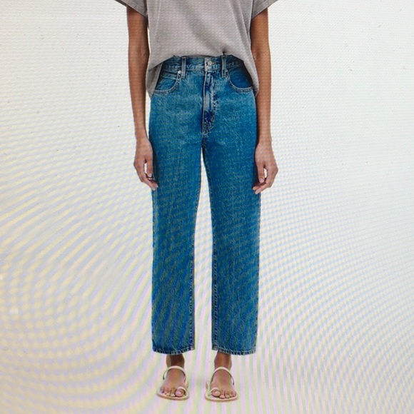 SLVRLAKE Denim - SLVRLAKE High-Rise Cropped Straight-Leg Jeans in Classic Blue